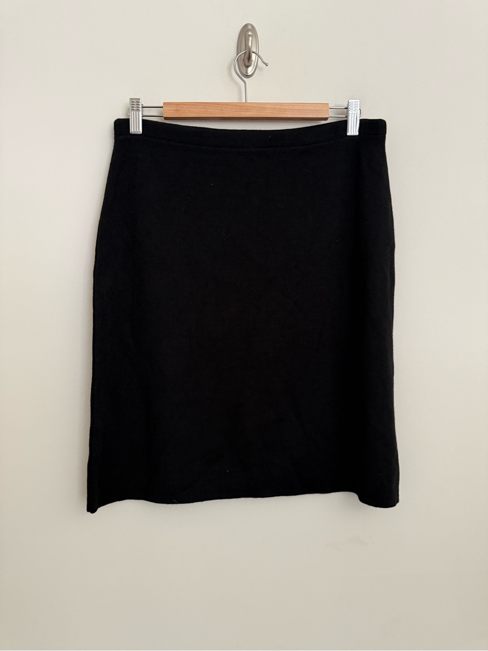Chiara Marconi Italy Black Merino Wool Blend Straight Knit Career Skirt